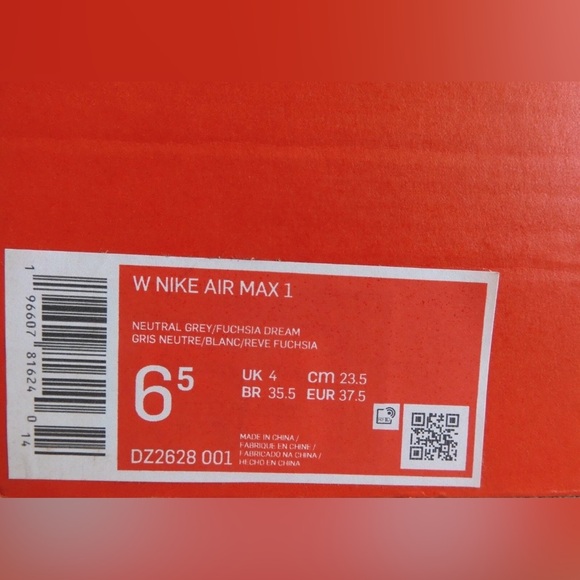 WMNS NIKE 💅✨ AIR MAX 1 87 NEUTRAL GREY FUCHSIA DREAM SHOES SIZE 6.5 DZ2628-001 - Picture 6 of 6